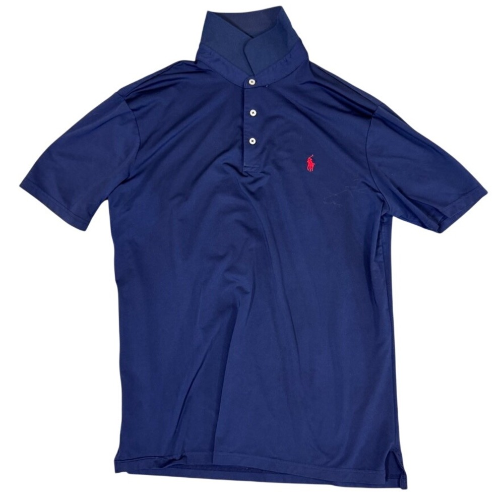 Polo Ralph Lauren Mens Navy Blue Performance Short Sleeve Polo Shirt Red Pony M